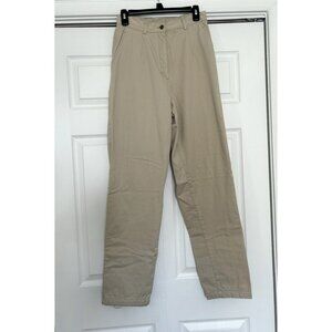 LL Bean Floral Print Flannel Lined High Rise Straight Leg Khaki Pants Beige 8T